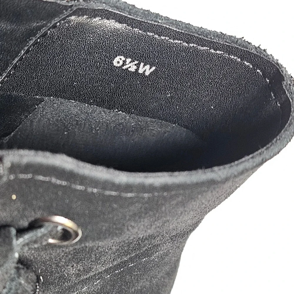 Vaneli‎ Sport Dommie Black Suede Ankle Boots Side Zip Wedge Booties Womens 6.5W